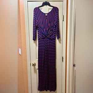 Red & Blue Maxi Dress